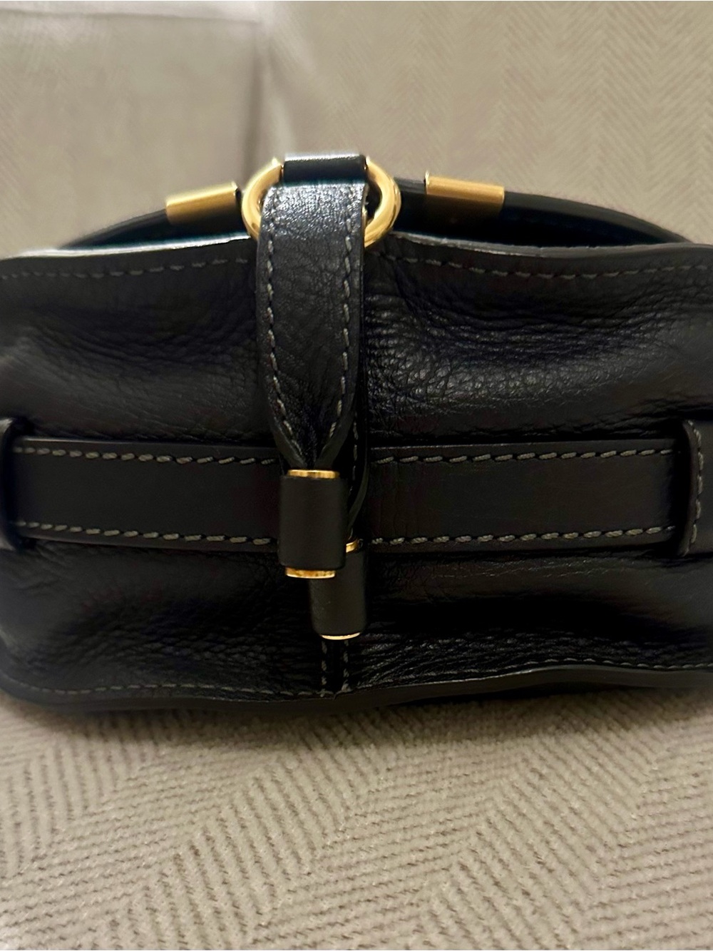 Chloé Midnight Navy Leather Small Marcie Saddle Crossbody with Gold Studs - Picture 5 of 10